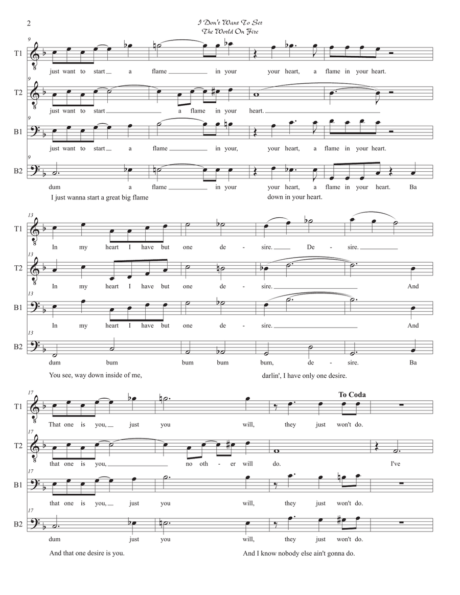 I Don't Want To Set The World On Fire TTBB scores gallery preview page 2