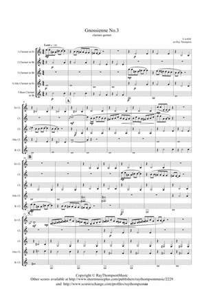 Book cover for Satie: Gnossienne No.3 - clarinet quintet