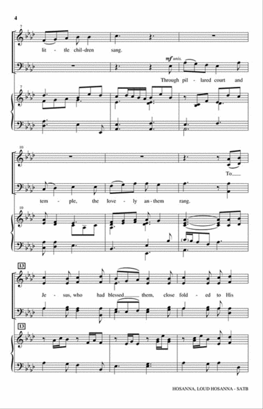 Hosanna, Loud Hosanna Hosanna, Loud Hosanna 4-Part scores gallery preview page 3