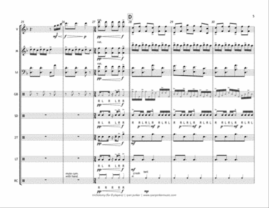 Trichotomy (percussion ensemble for 8 players) Percussion Ensemble scores gallery preview page 5