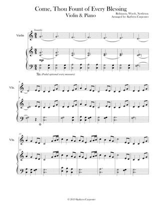 Come, Thou Fount of Every Blessing (Piano & Violin)