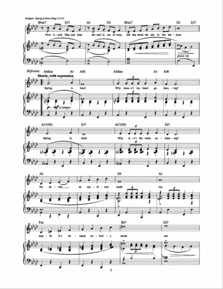 Spring Is Here Piano, Vocal, Guitar scores gallery preview page 2