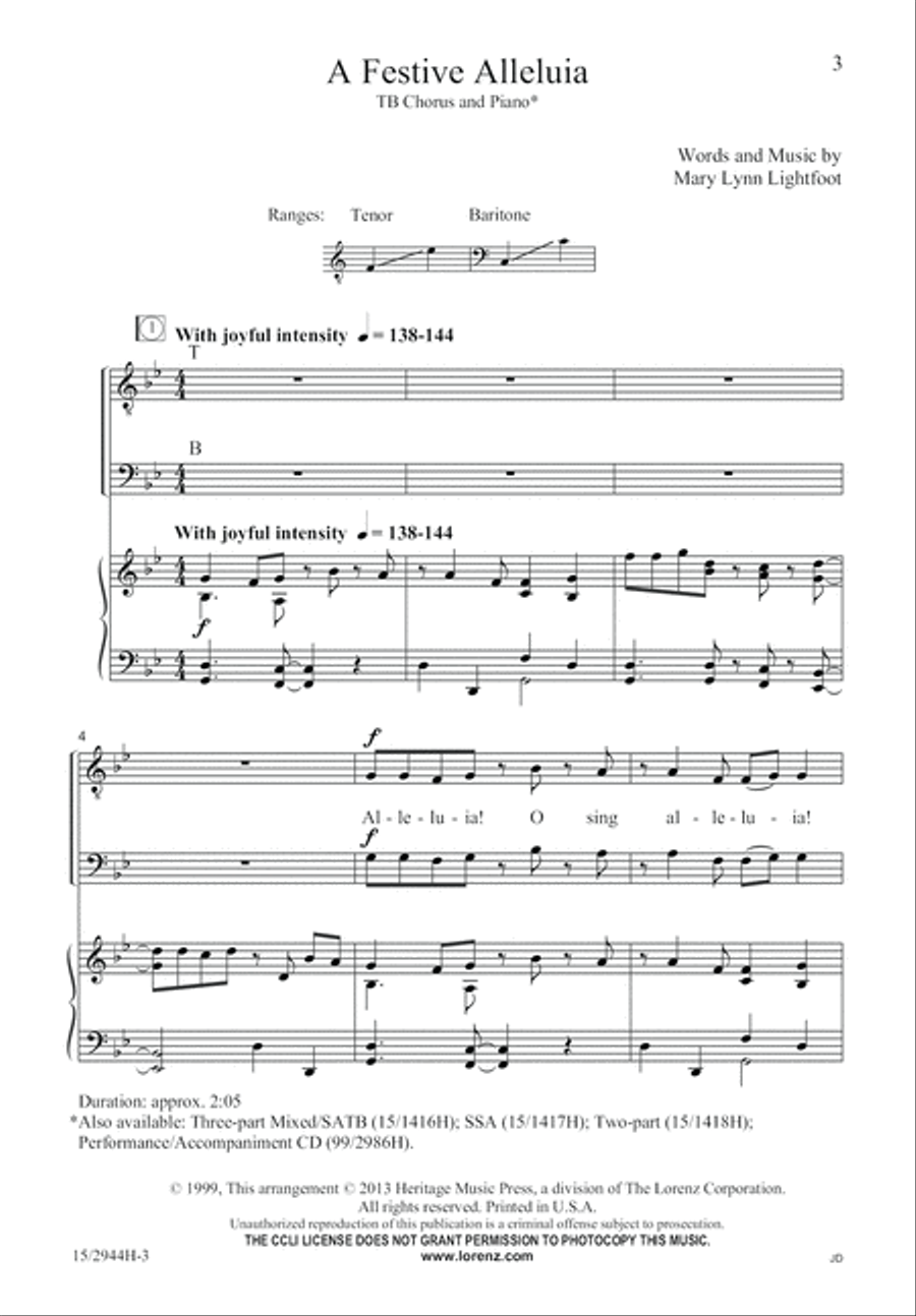 A Festive Alleluia TB scores gallery preview page 3
