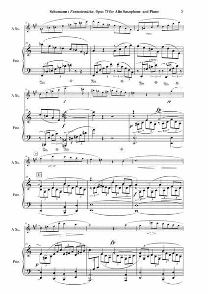 Robert Schumann: Three Fantasy Pieces (Drei Fantasiestücke), arranged for alto saxophone and piano