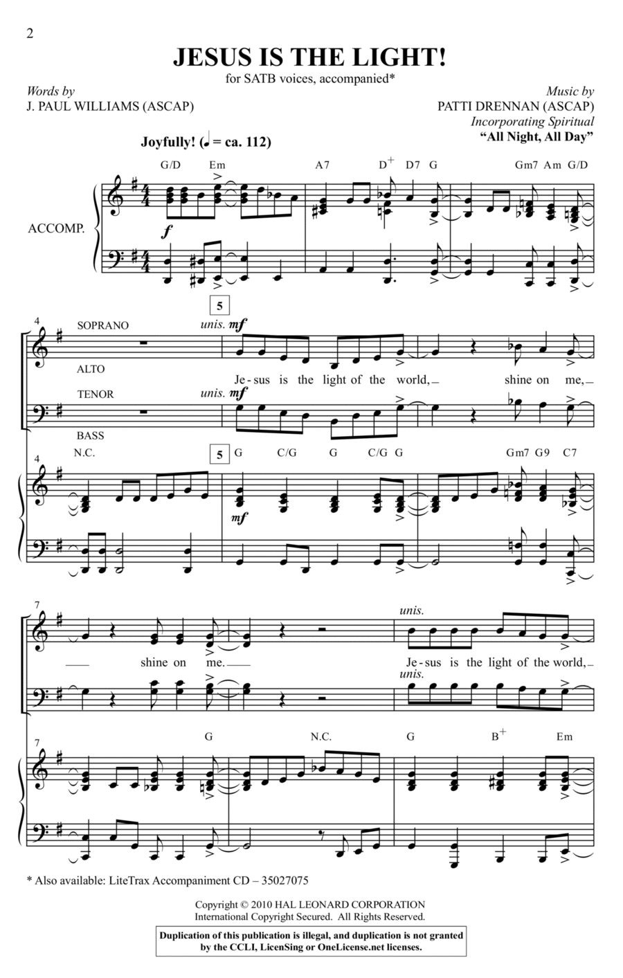 Jesus Is The Light! Jesus Is The Light! 4-Part scores gallery preview page 1