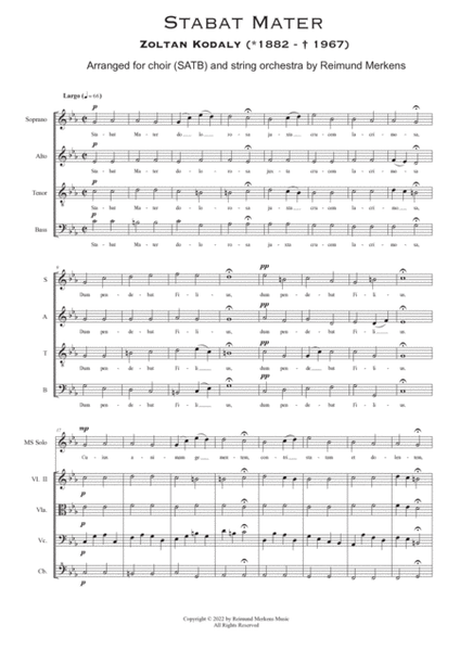 Stabat Mater - Arrangement for mixed choir, solo voice and string orchestra image number null