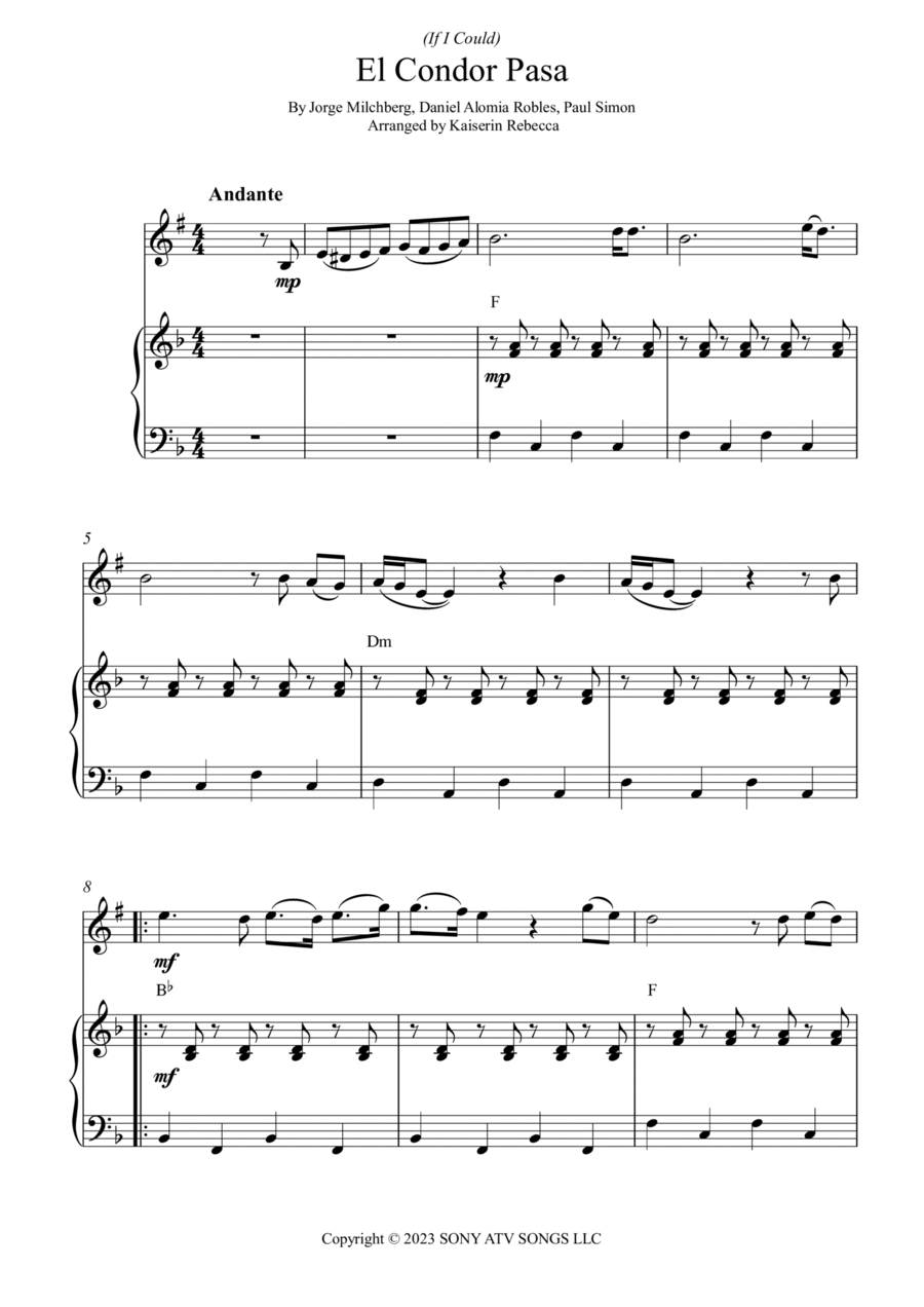 El Condor Pasa (If I Could) B-Flat Clarinet scores gallery preview page 1