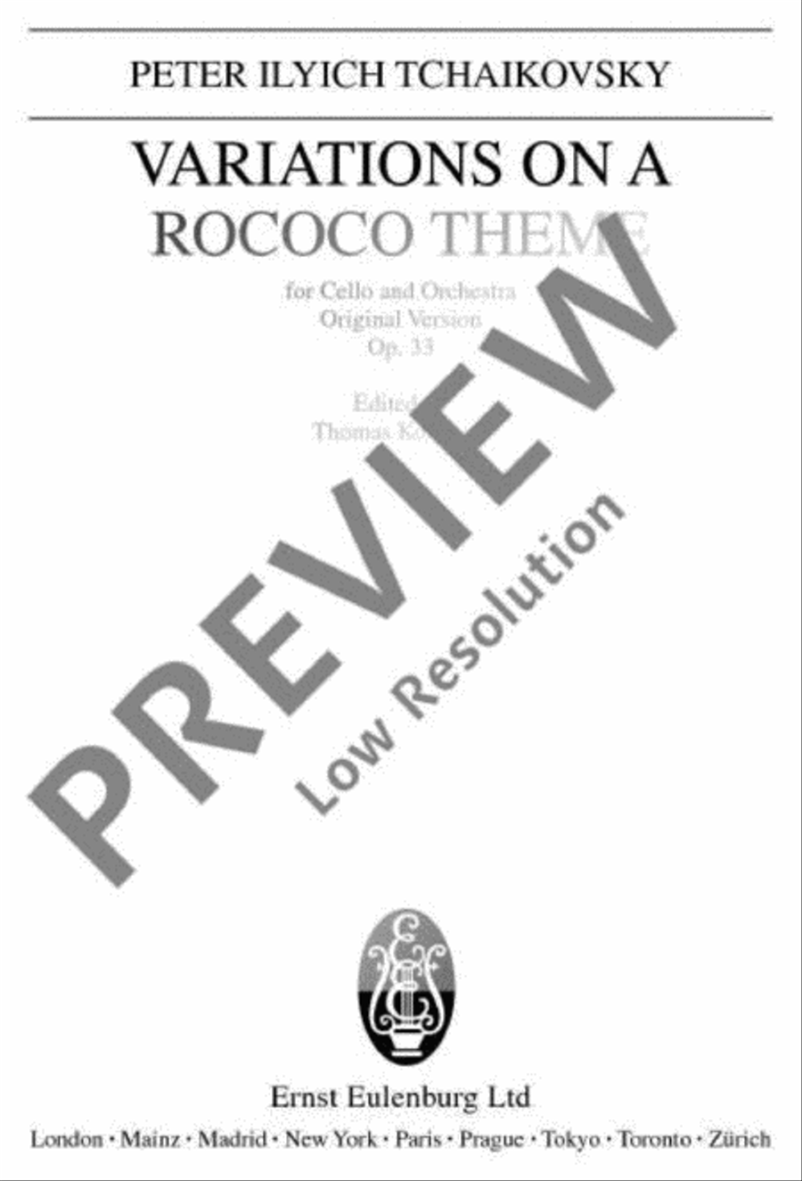 Variations on a Rococo Theme for Cello and Orchestra Orchestra scores gallery preview page 2
