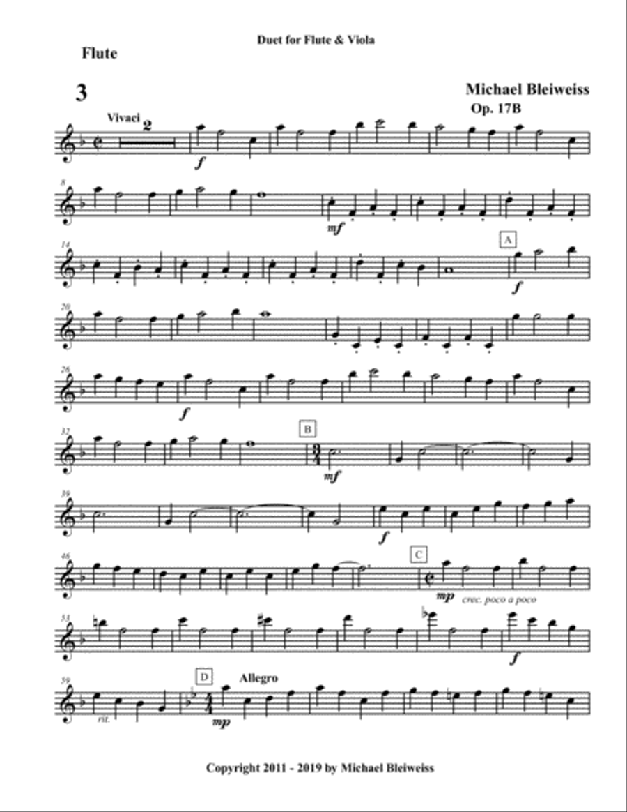 Duet Op. 17B for Flute and Viola Flute scores gallery preview page 6