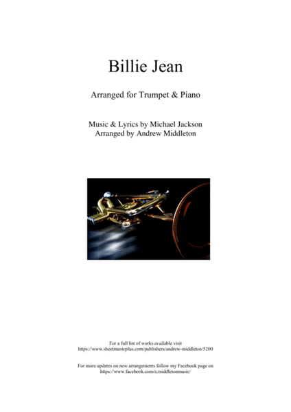 Billie Jean arranged for Trumpet in B Flat and Piano image number null