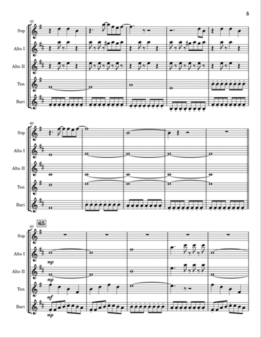 White Wedding Saxophone Quintet scores gallery preview page 6