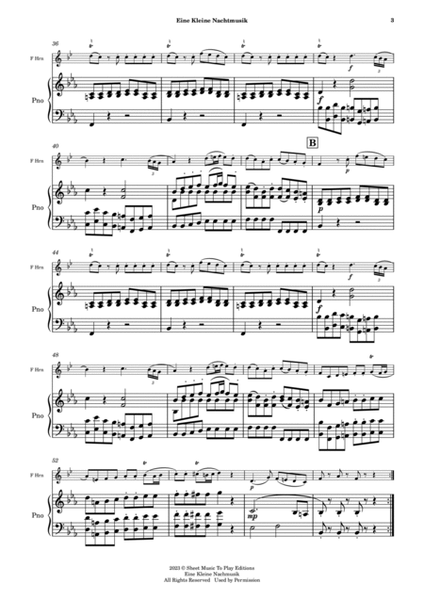 Eine Kleine Nachtmusik (1 mov.) - French Horn and Piano (Full Score and Parts) image number null