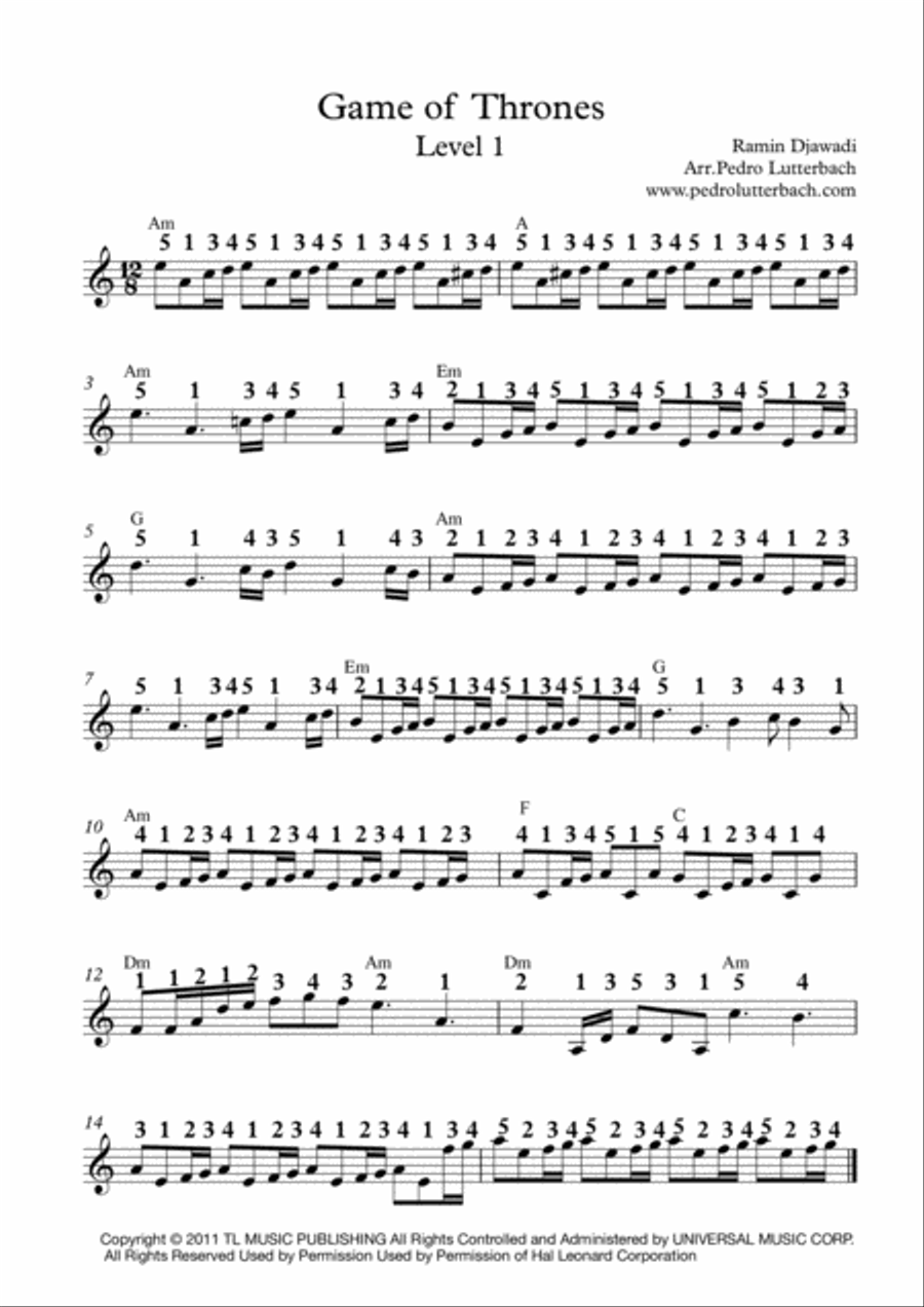 Game Of Thrones Voice scores gallery preview page 1