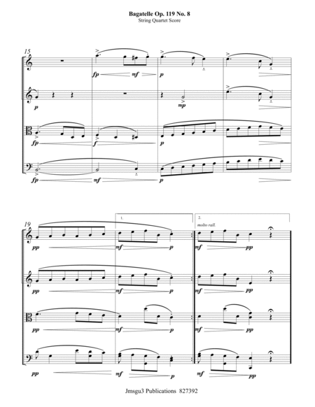 Beethoven: Bagatelle Op. 119 No. 8 for String Quartet image number null