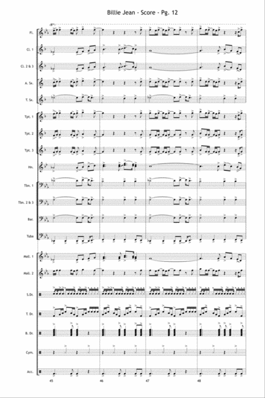 Billie Jean Marching Band scores gallery preview page 13