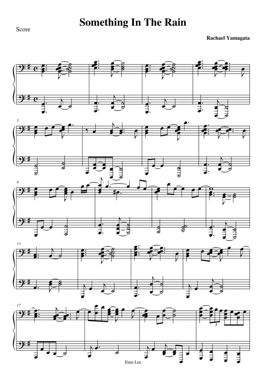 Something In The Rain Piano Solo scores gallery preview page 1