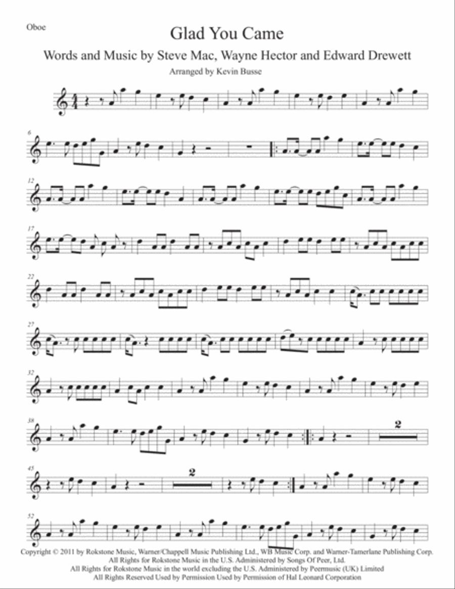 Glad You Came Oboe Solo scores gallery preview page 1