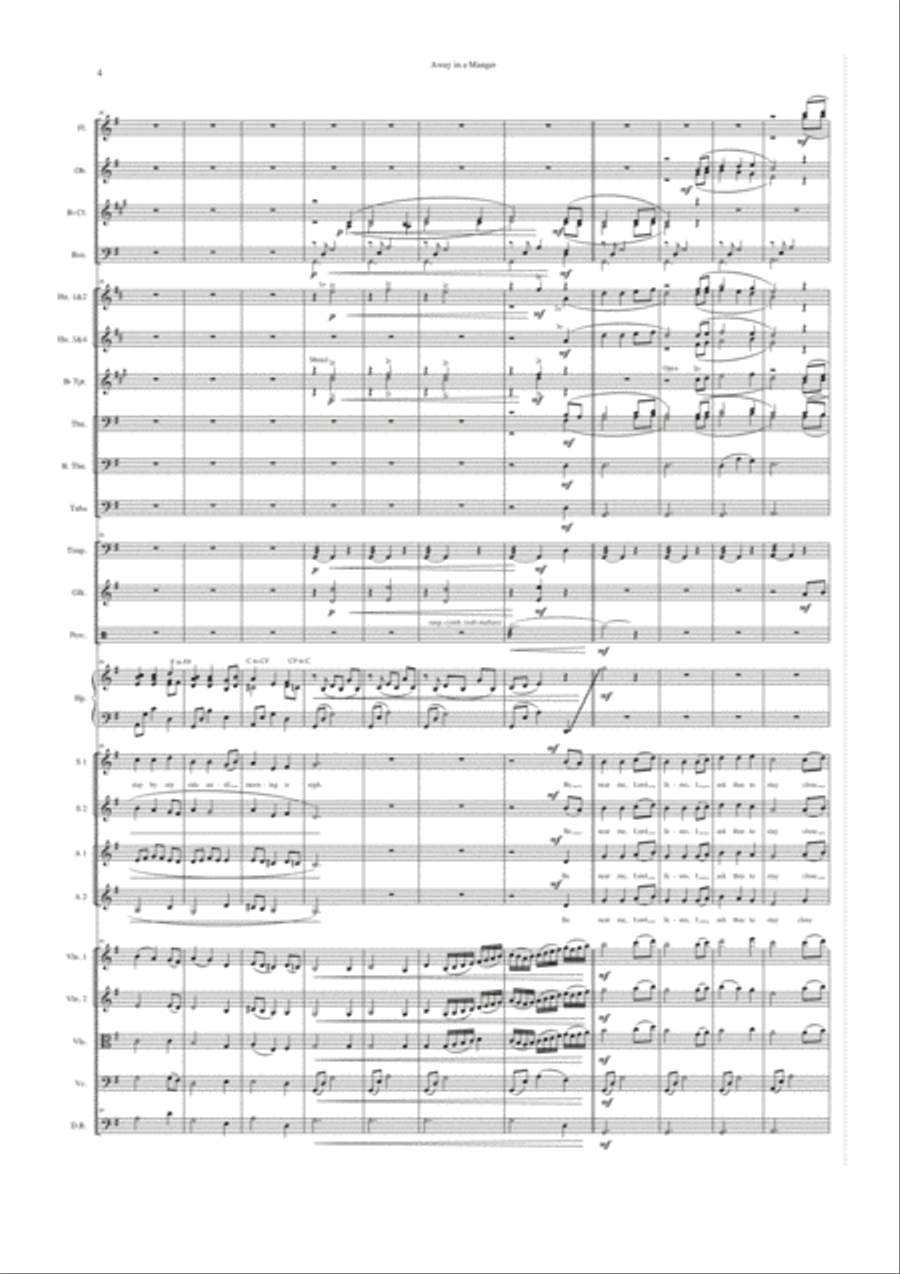 Away In A Manger SSAA Orchestral Accompaniment Score and Parts SSAA scores gallery preview page 6