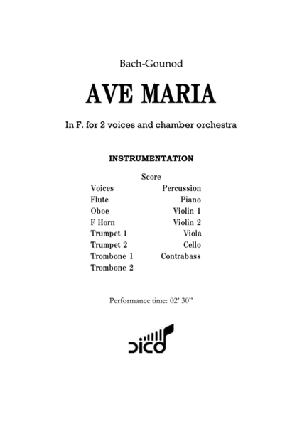 Ave Maria (Gounod) in F - for 2 voices & orchestra image number null