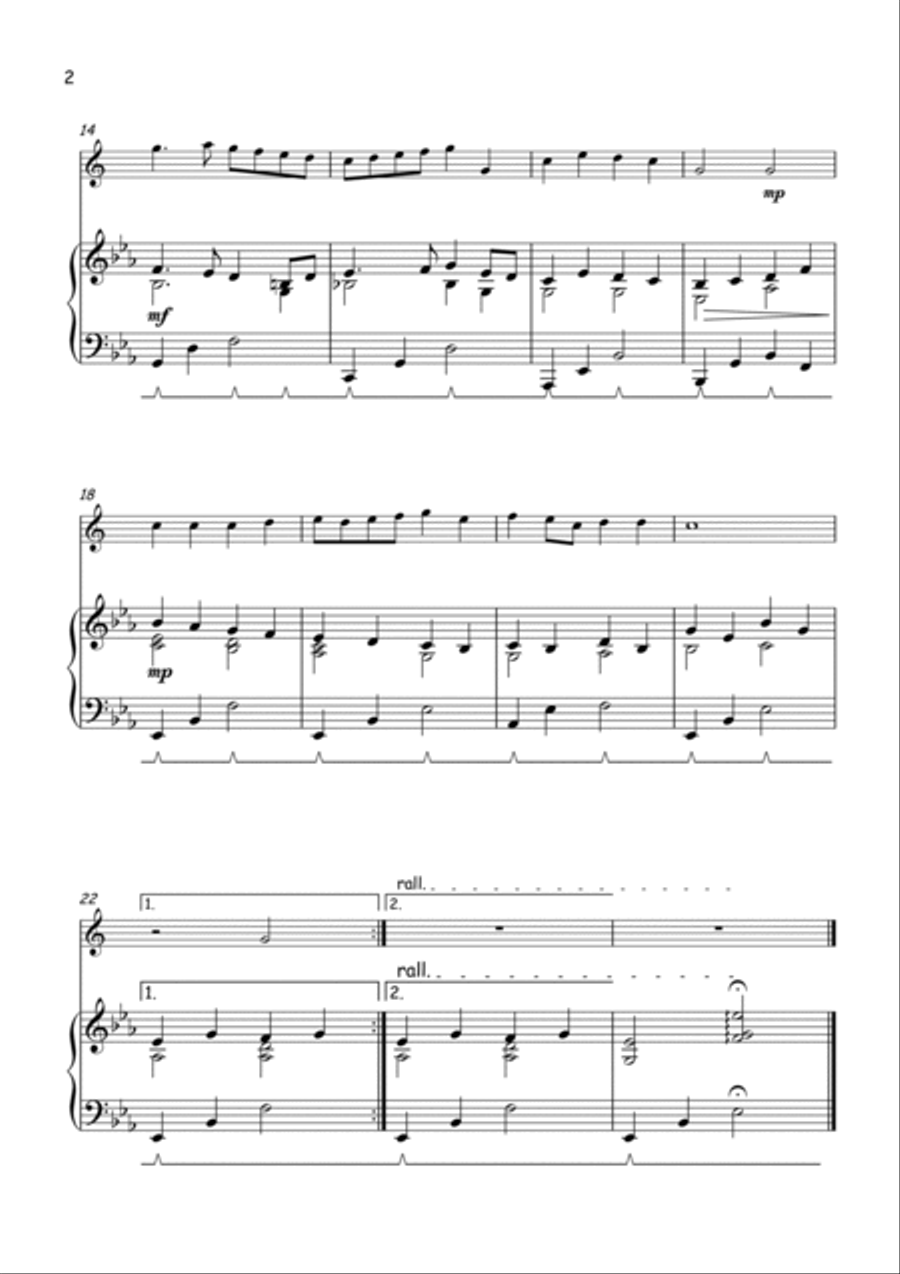O Little Town of Bethlehem for Solo Alto Saxophone and Piano Alto Saxophone scores gallery preview page 2