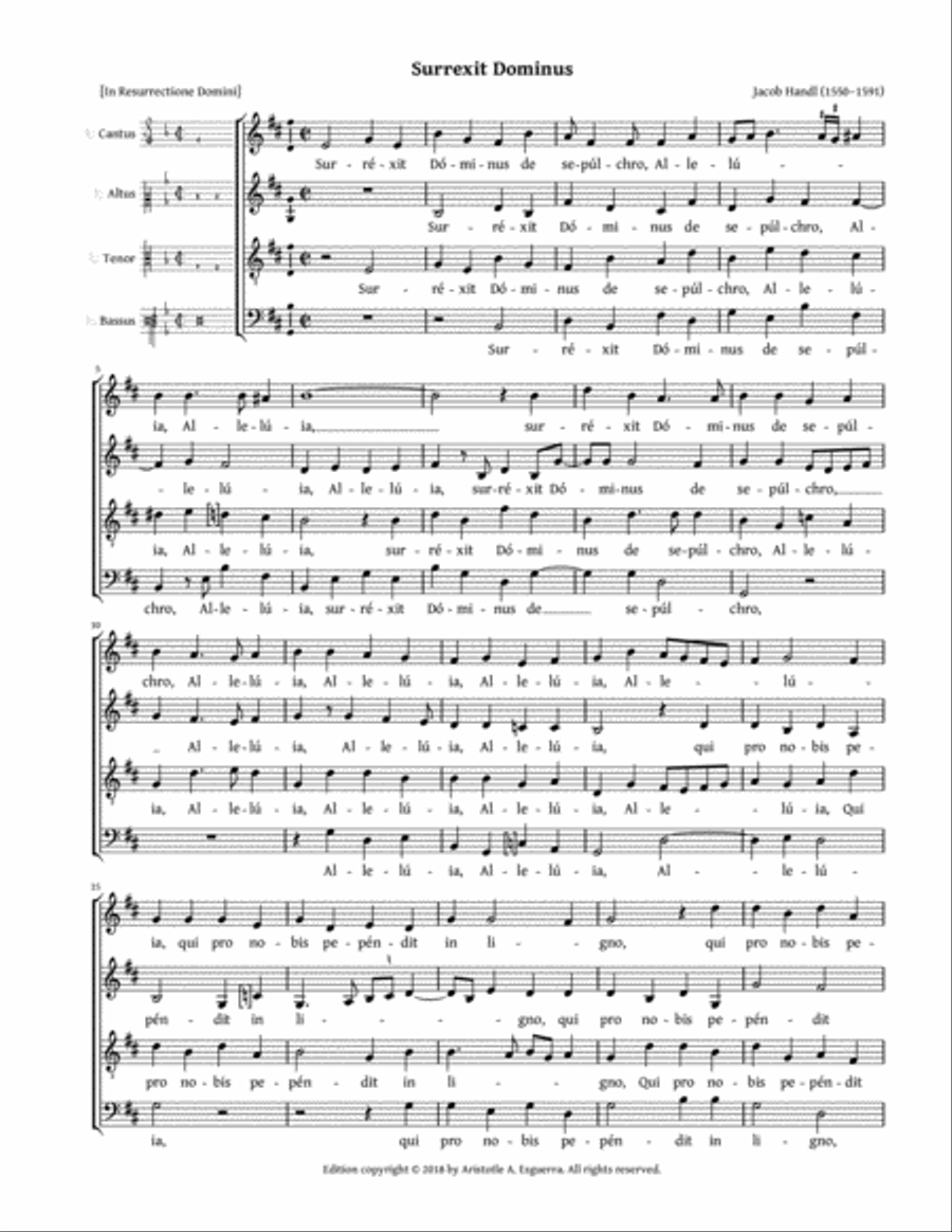 Surrexit Dominus (Handl) 4-Part scores gallery preview page 1