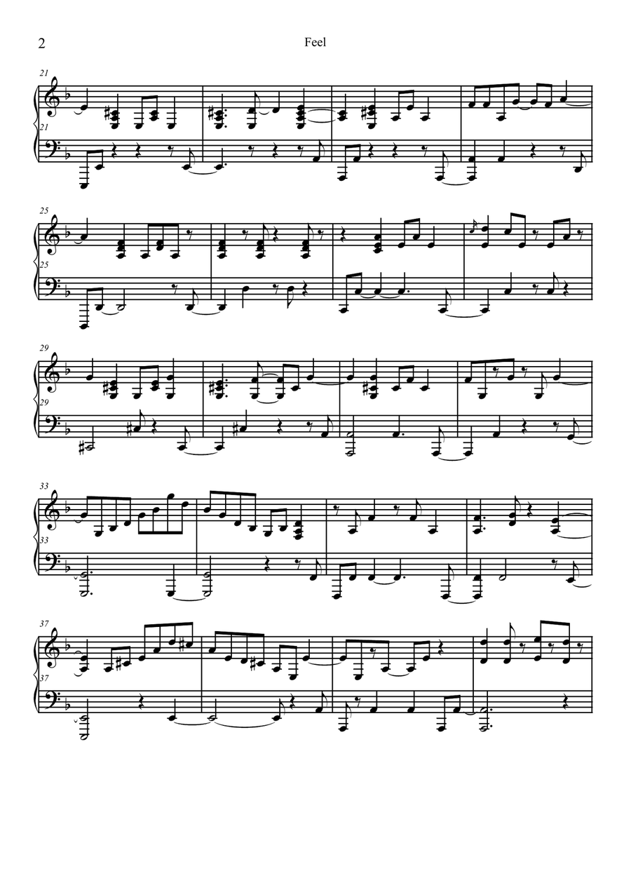 Feel Piano Solo scores gallery preview page 2