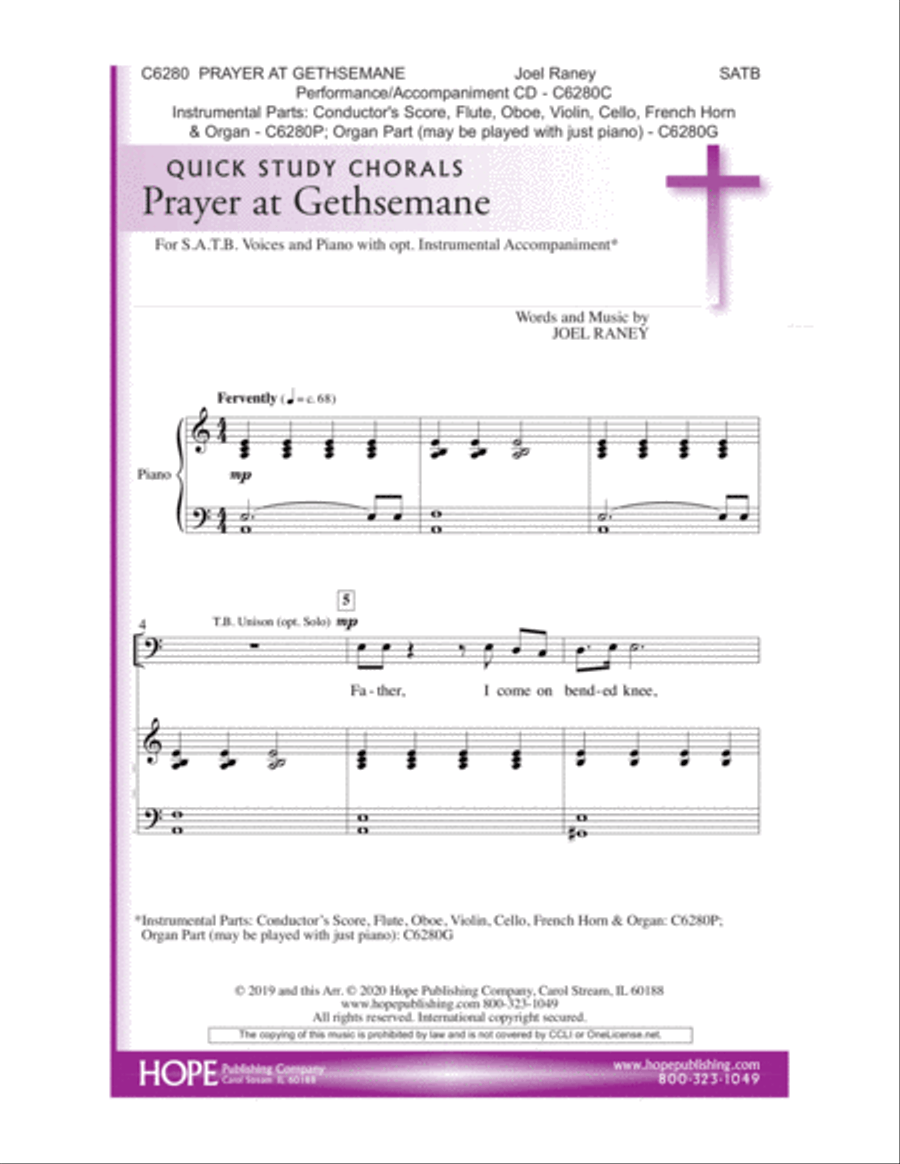 Prayer At Gethsemane Choir scores gallery preview page 1
