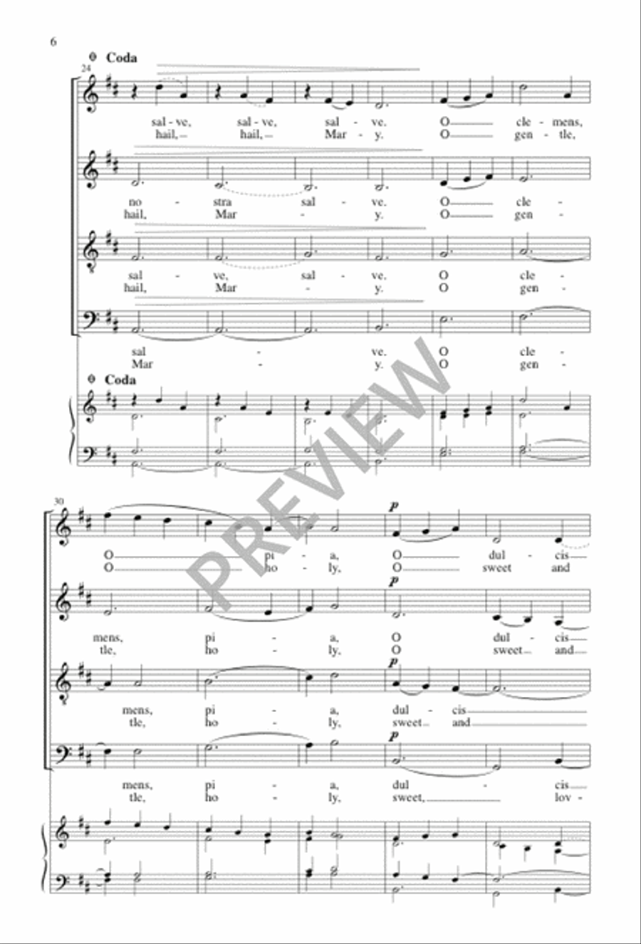Salve Regina / Hail, Queen of Heaven 4-Part scores gallery preview page 6