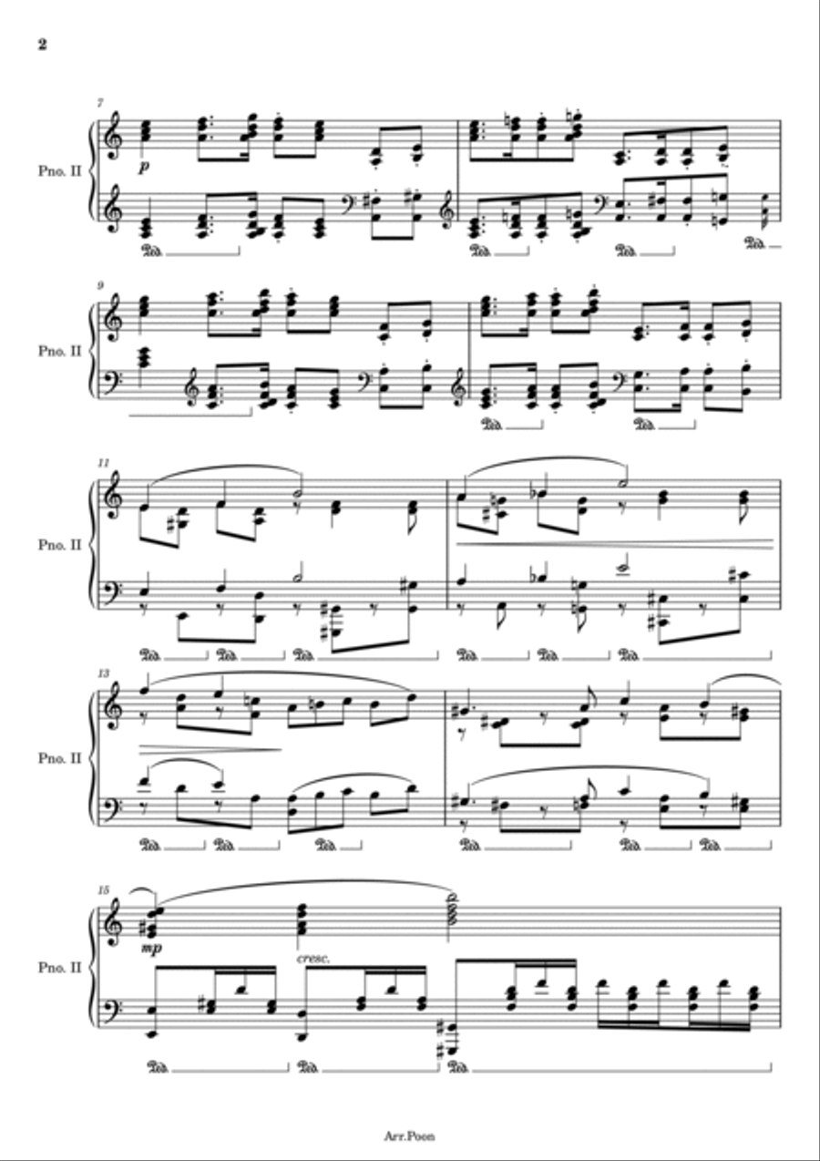 Grieg - Piano Concerto in A Minor - Op.16 1st Movement - For Piano four hands Original With Fingered 1 Piano, 4-Hands scores gallery preview page 2