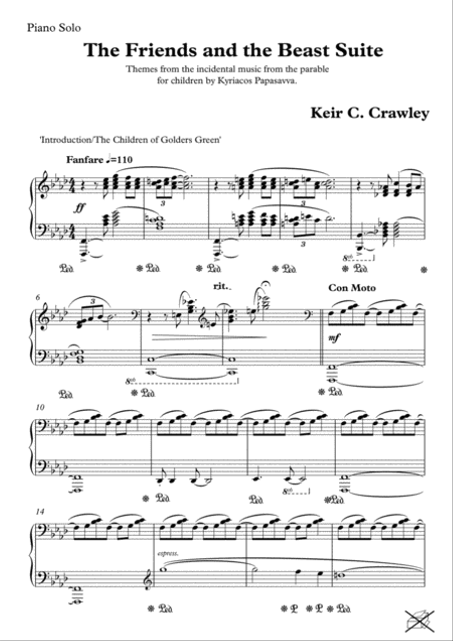 The Friends and the Beast Suite Piano Solo scores gallery preview page 1