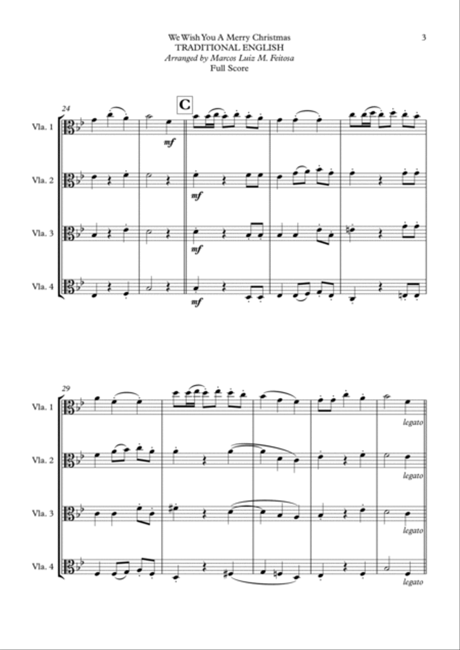 We Wish You A Merry Christmas - Viola Quartet String Quartet scores gallery preview page 5