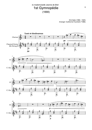 Book cover for Erik Satie - Three Gymnopédie. Arrangement for Clarinet and Classical Guitar