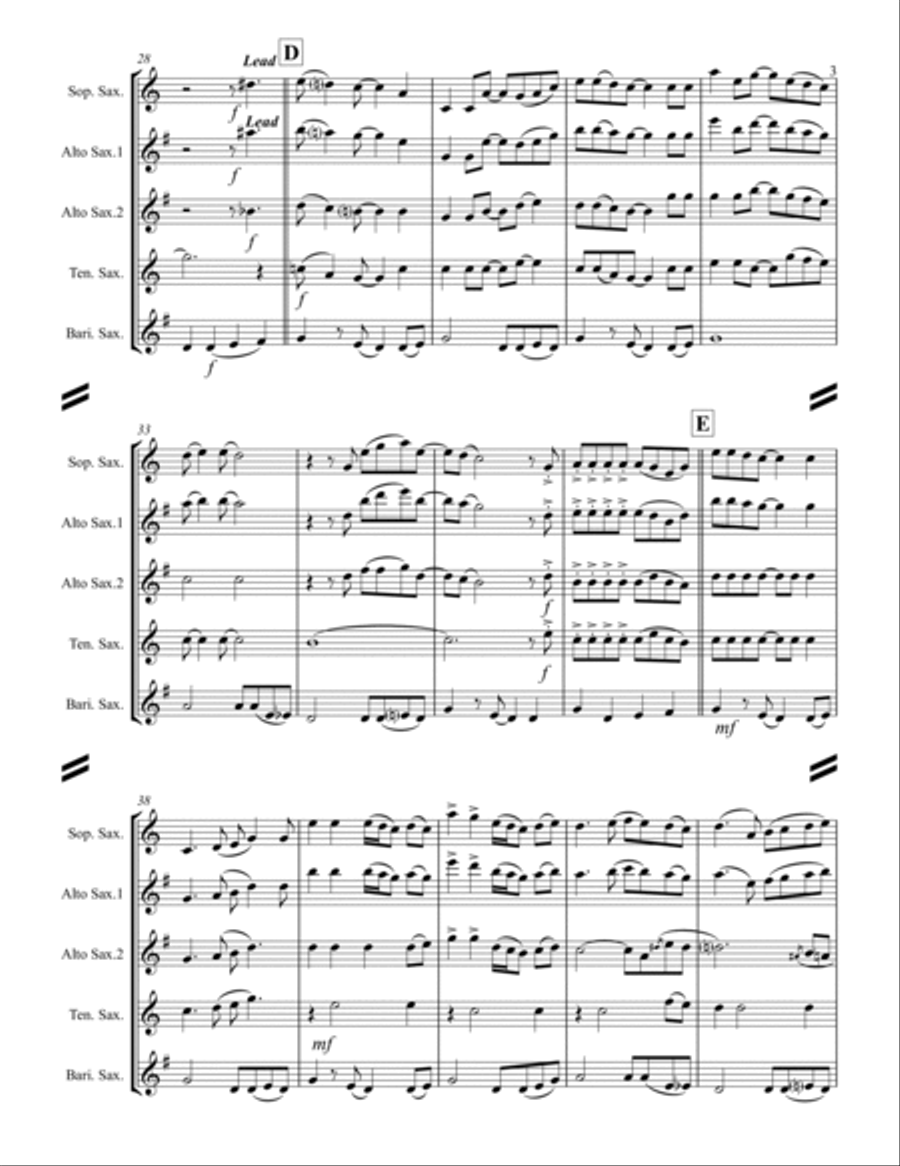 Friends In Low Places Saxophone Quartet scores gallery preview page 4