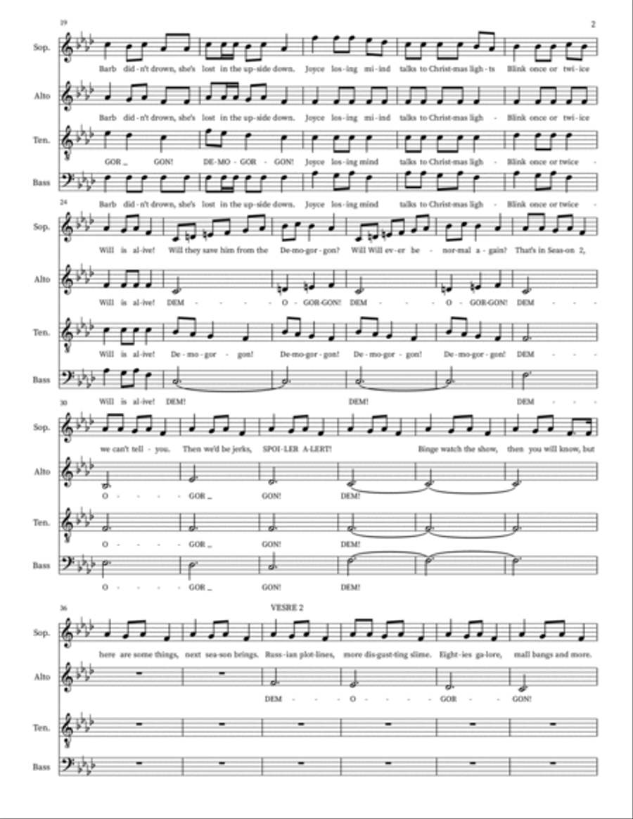 Carol of the Bells-Stranger Things Edition 4-Part scores gallery preview page 2