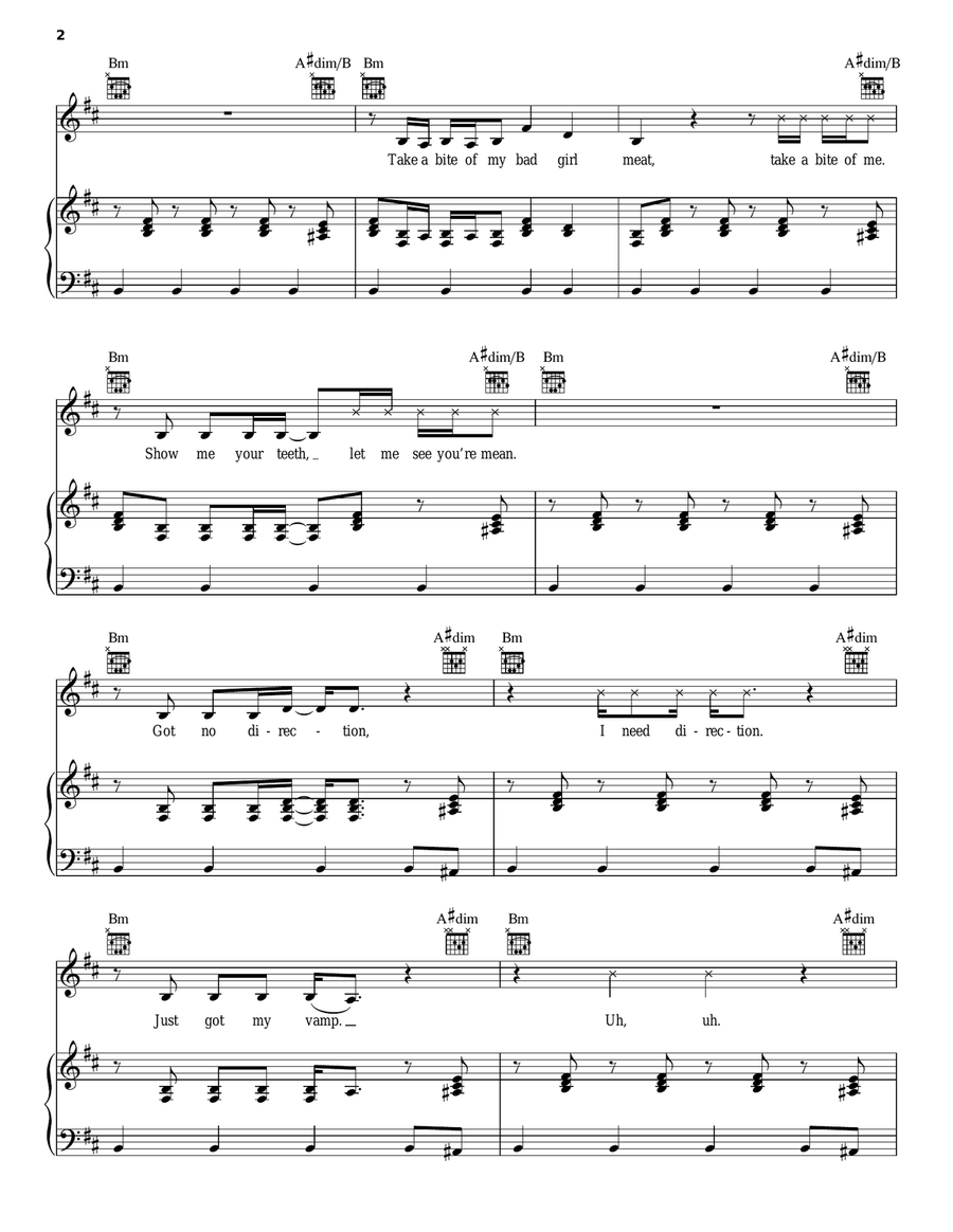 Teeth Piano, Vocal, Guitar scores gallery preview page 2