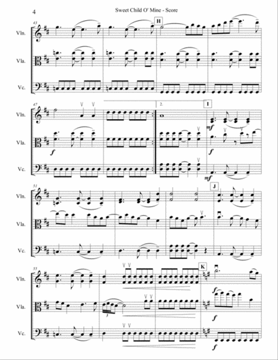 Sweet Child O' Mine String Trio scores gallery preview page 4