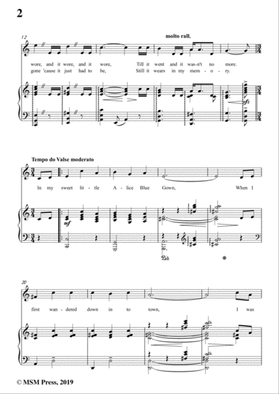 Harry Tierney-Alice Blue Gown,in C Major,for Voice and Piano Voice Solo scores gallery preview page 4