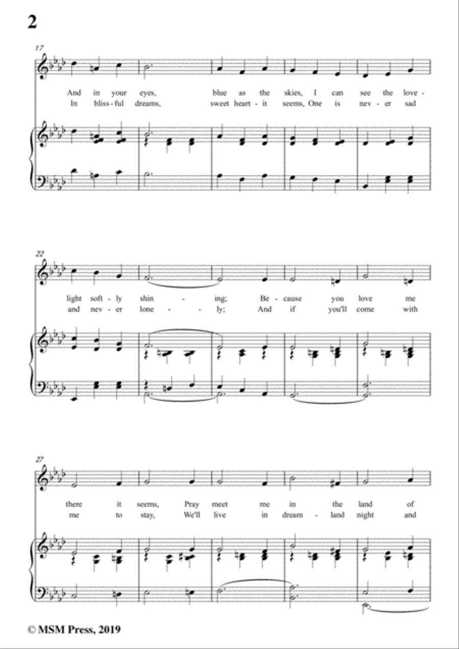Leo Friedman-Meet Me Tonight in Dreamland,in A flat Major,for Voic&Piano Voice scores gallery preview page 4