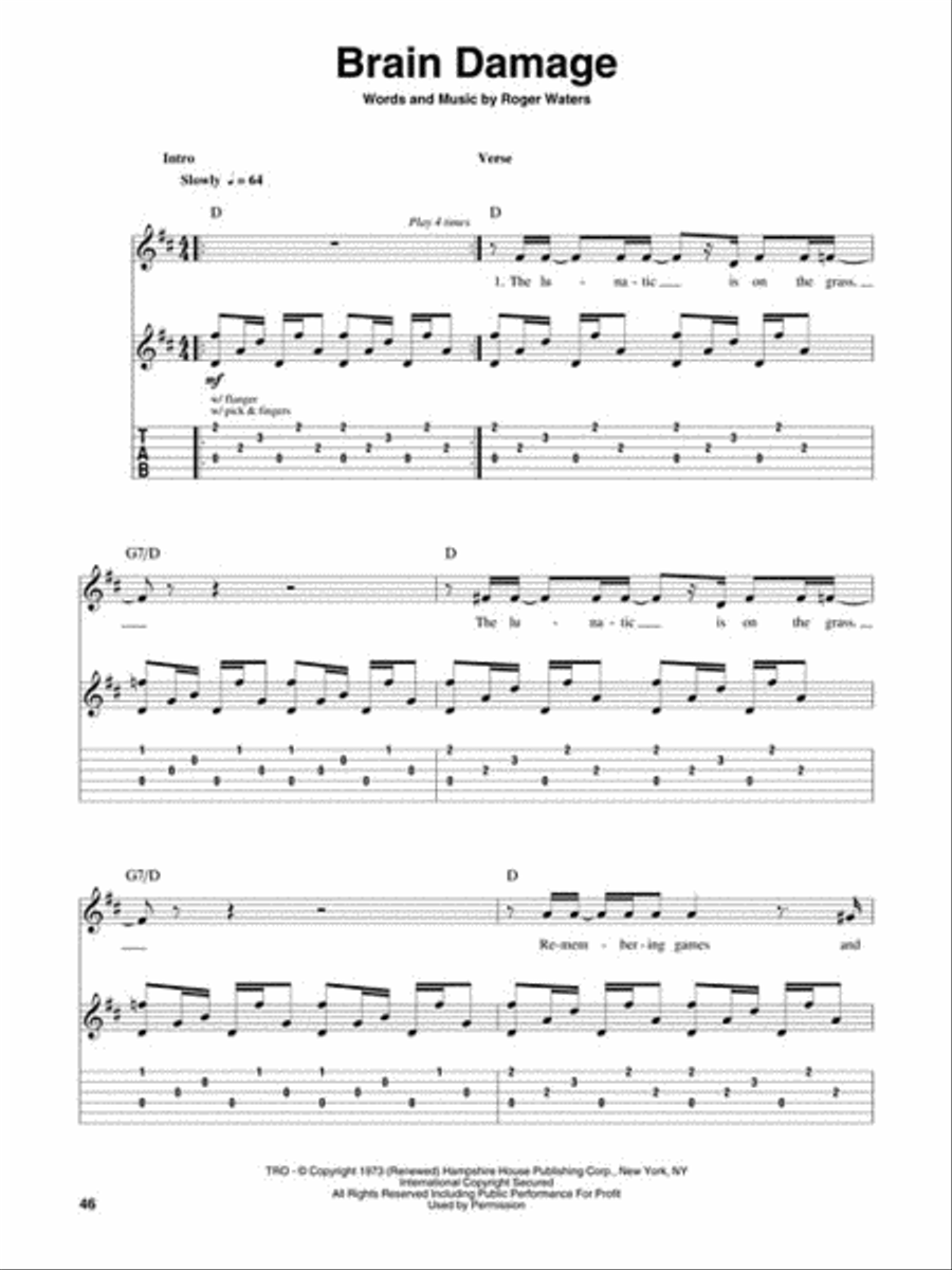 Pink Floyd – Dark Side of the Moon Guitar Tablature scores gallery preview page 6