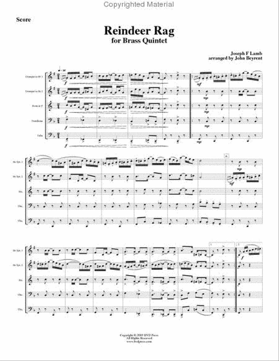 Reindeer Rag Reindeer Rag Brass Quintet scores gallery preview page 2
