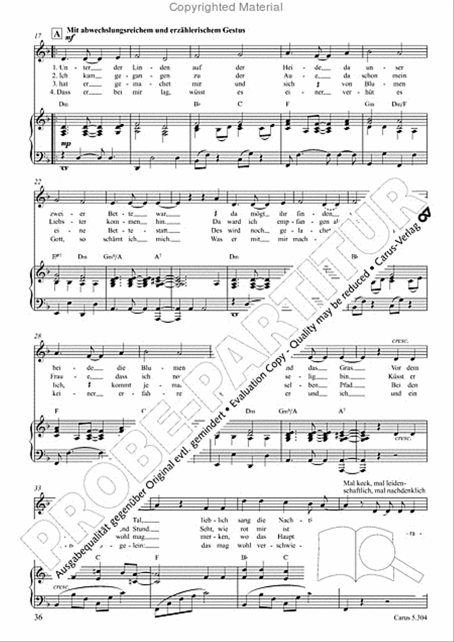 Schindler: Rosenzeit. Ein Liederzyklus uber die Liebe. Chansons fur Singstimme und Klavier Piano scores gallery preview page 37