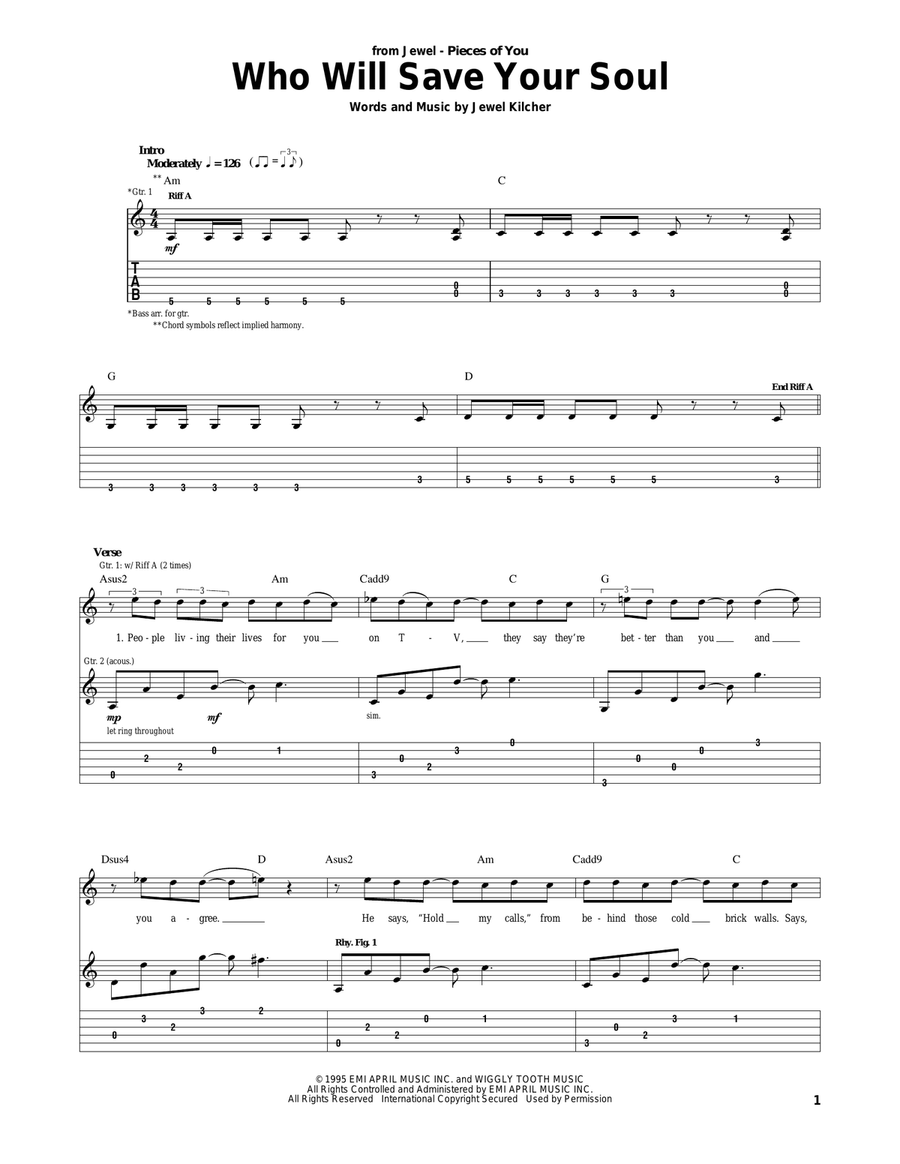 Who Will Save Your Soul Acoustic Guitar scores gallery preview page 1