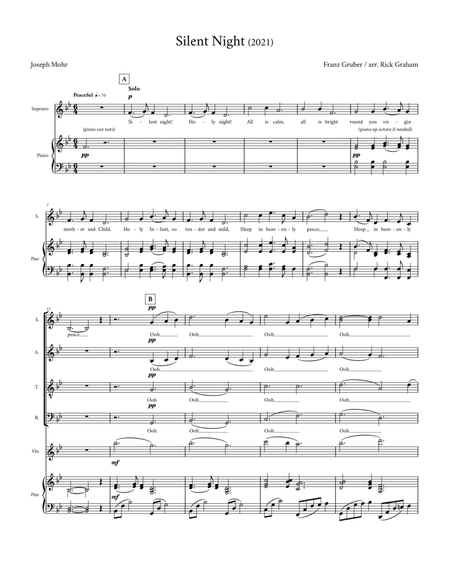 Silent Night 4-Part scores gallery preview page 1