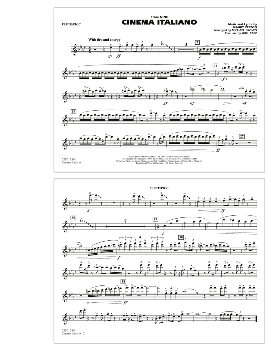 Cinema Italiano (from Nine) - Flute/Piccolo Marching Band scores gallery preview page 1