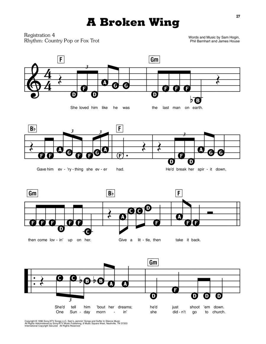 A Broken Wing Electronic Keyboard scores gallery preview page 1