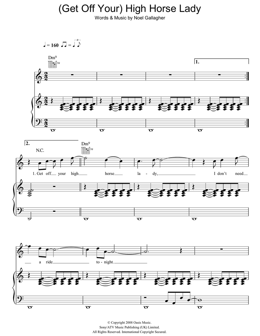 (Get Off Your) High Horse Lady Piano, Vocal, Guitar scores gallery preview page 1