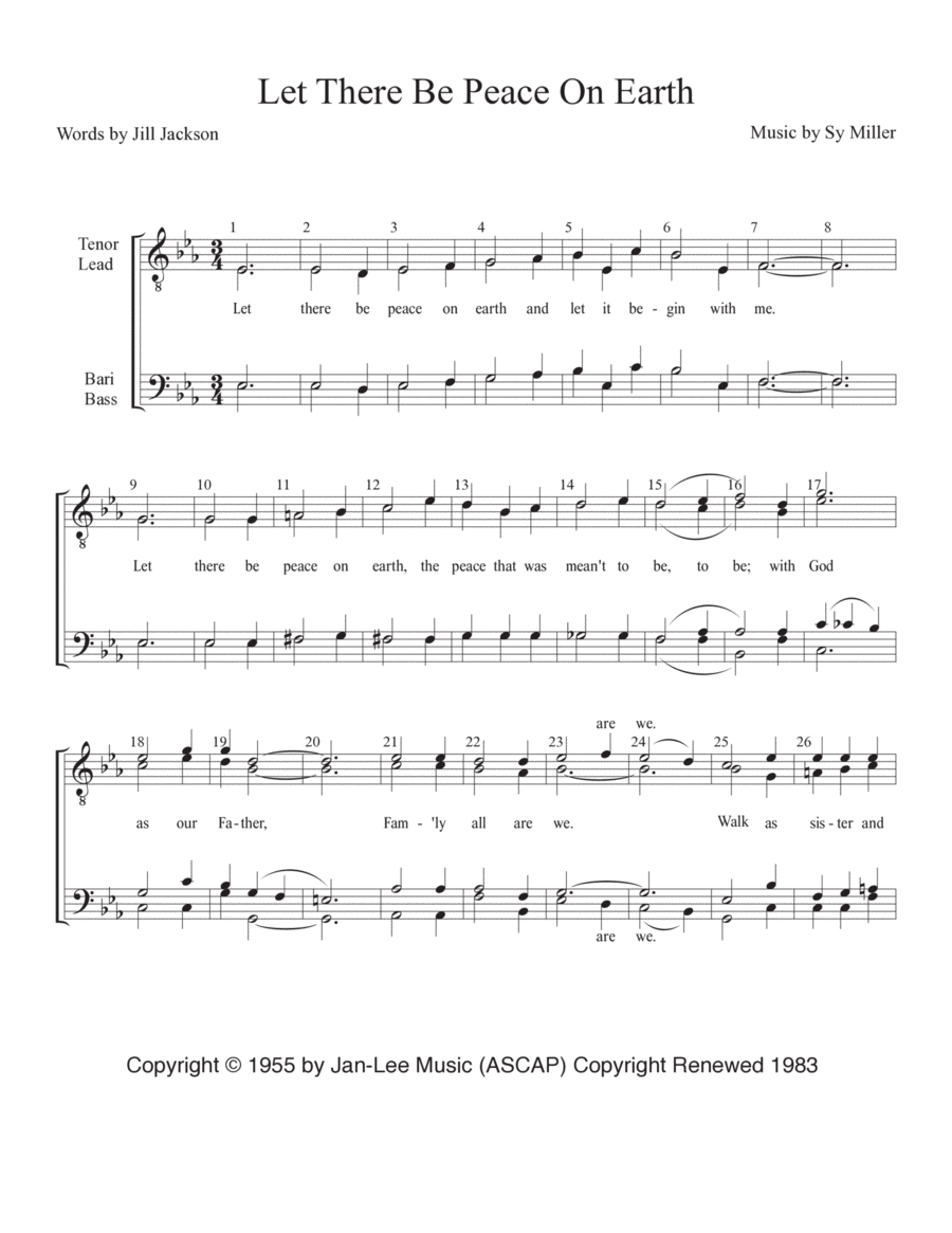 Let There Be Peace On Earth TTBB scores gallery preview page 1