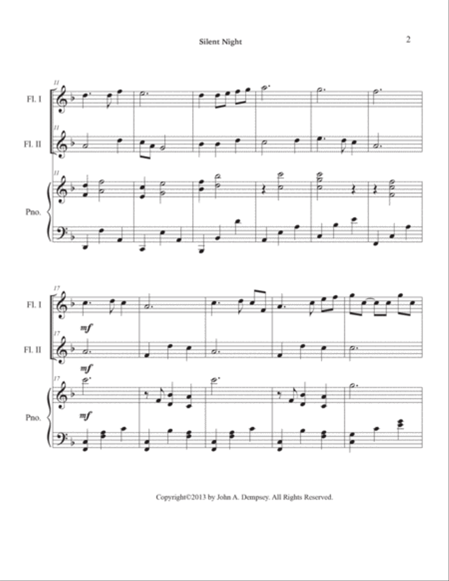 Silent Night (Trio for Two Flutes and Piano) Woodwind Duet scores gallery preview page 6