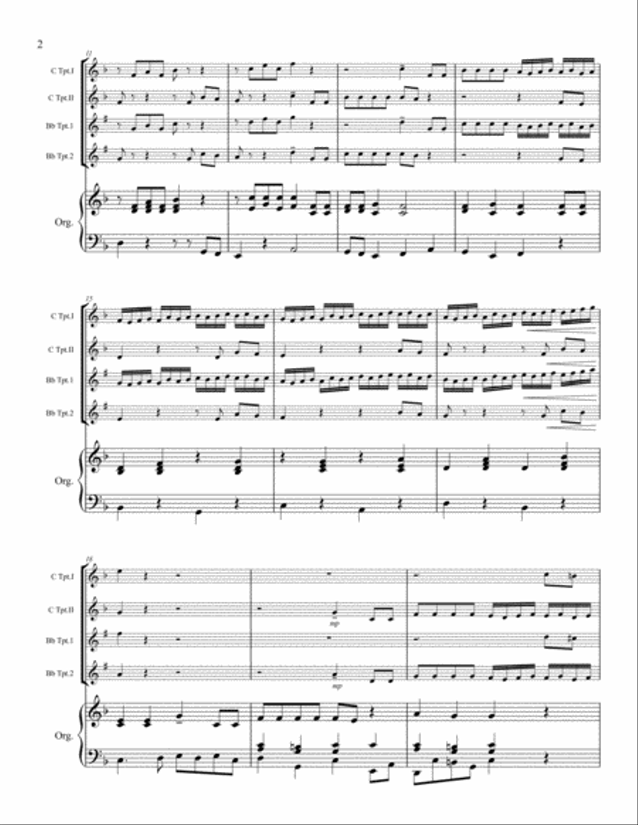 For Unto Us A Child is Born - Two Trumpets and Organ Trumpet Duet scores gallery preview page 3