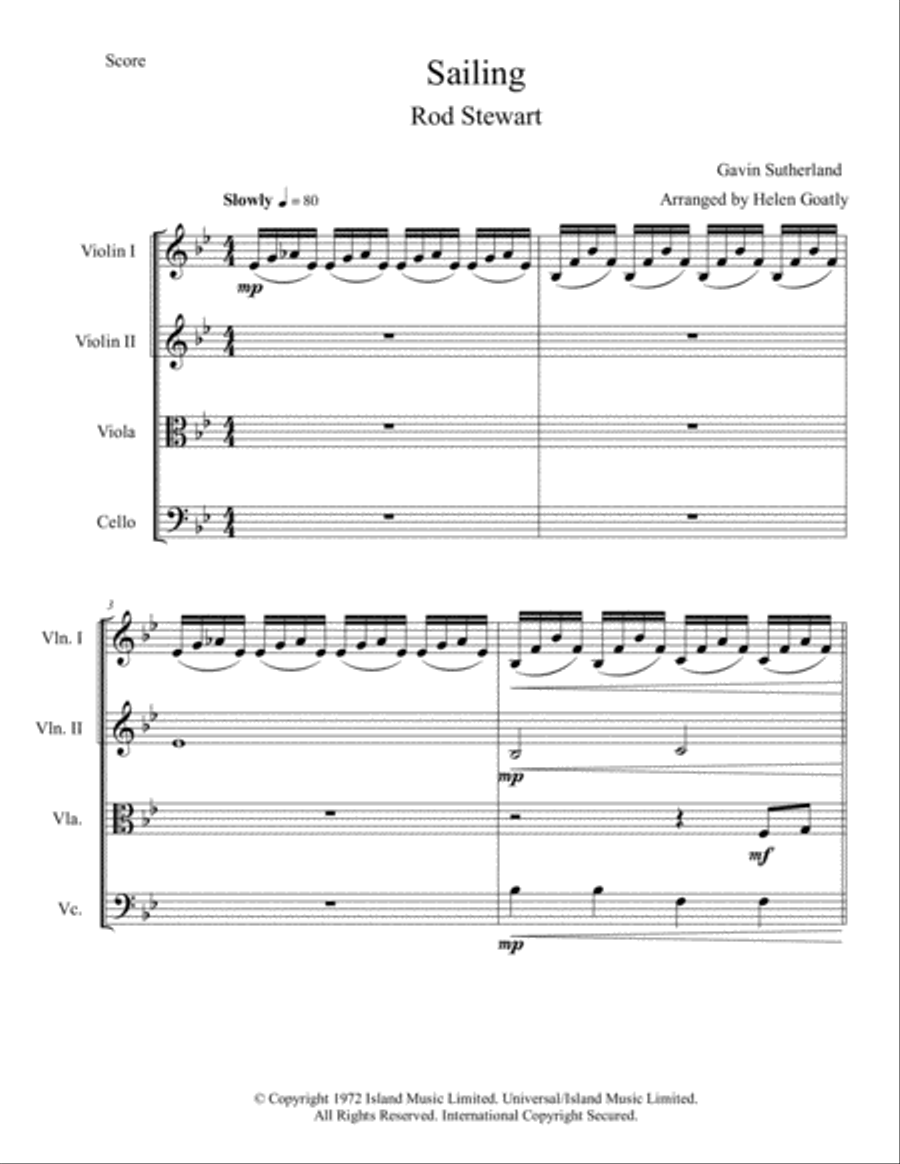 Sailing Sailing String Quartet scores gallery preview page 1